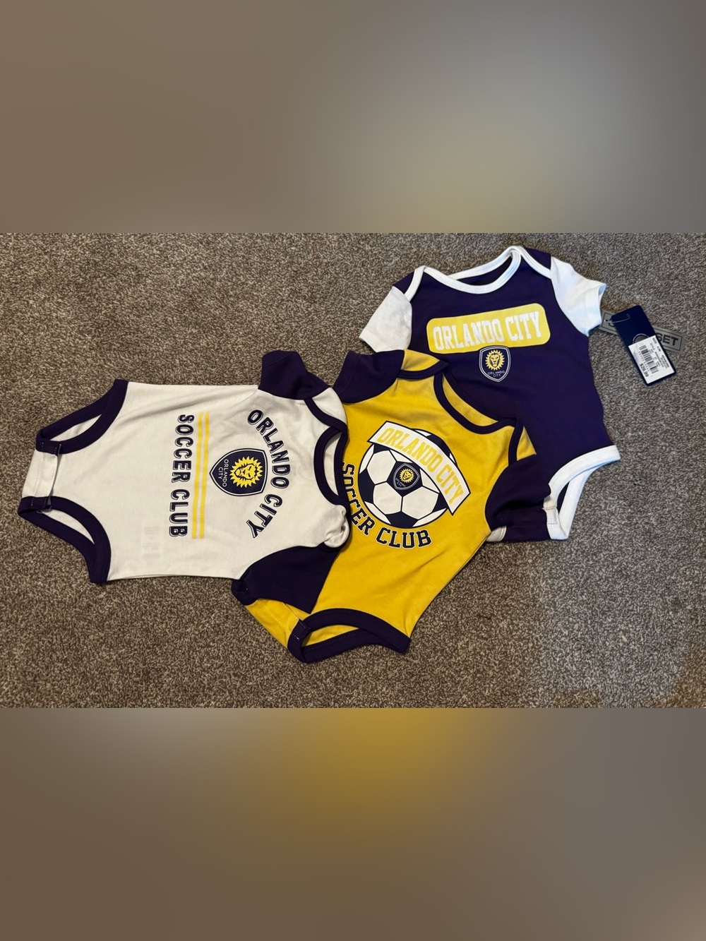New Orlando City White, Purple, Yellow 0-3 months Onepieces Newborn Soccer MLS